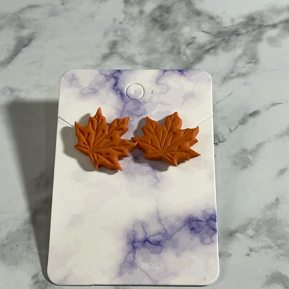 Handcrafted Fall Maple Leaf Stud Earrings